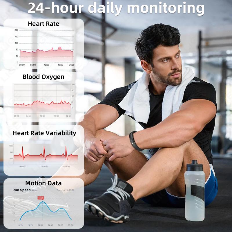 New Sports Fitness Tracker Smart Bracelet HRV Blood Oxygen Stress Monitor Watch Ip68 Waterproof Wristband For Android iOS