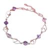 Double Heart Amethyst Bracelet Silver Plated Jewelry Elegant Wrist Accessory for Women