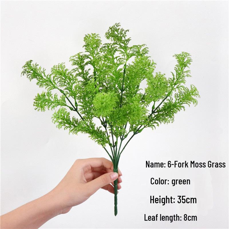 Artificial Green Plant Bundle: Decorative Plastic Grass, Water Grass, Plastic Flower, and Fern.