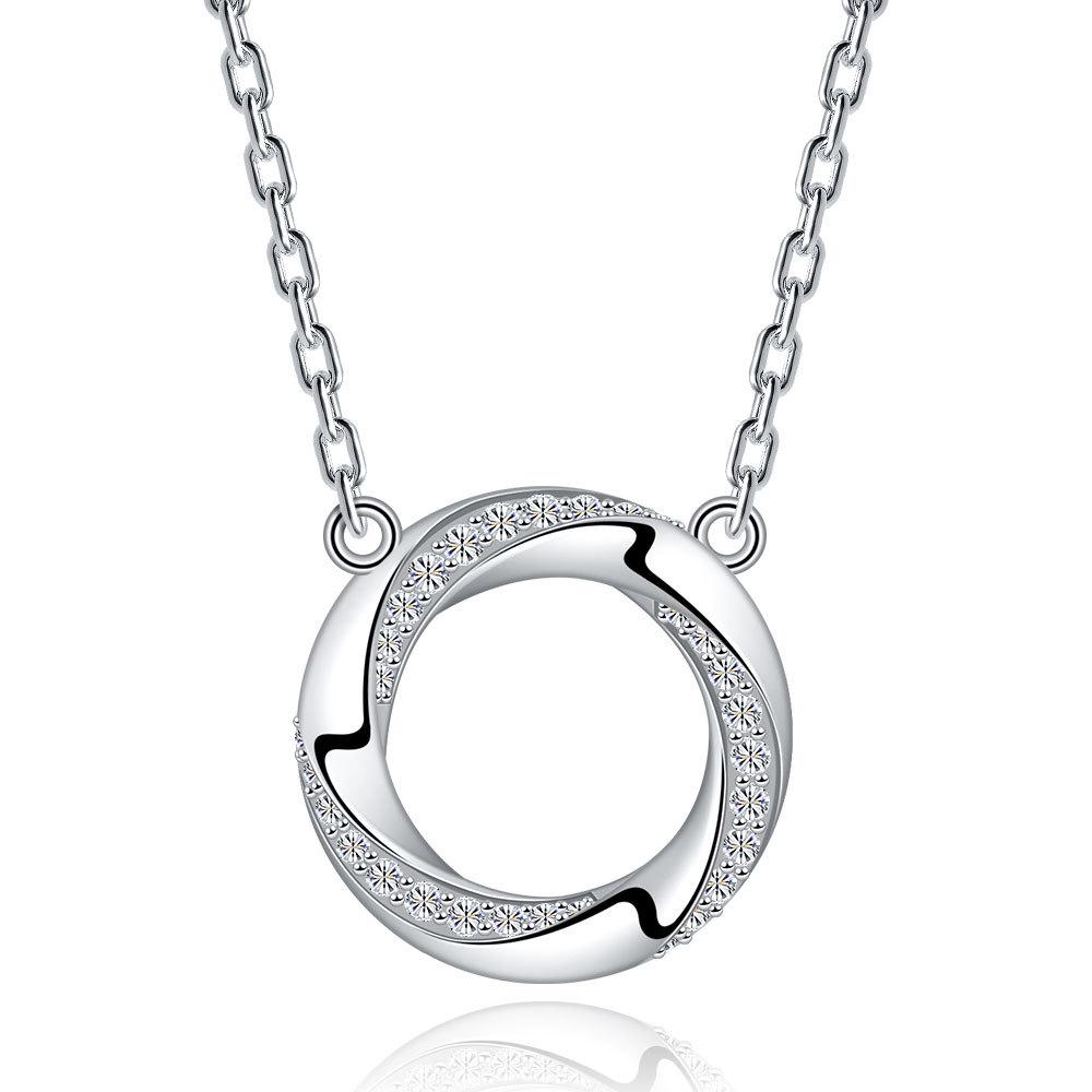 

Moissanite Mobius Strip Necklace: S925 Silver Circle Pendant, Niche Design for Women