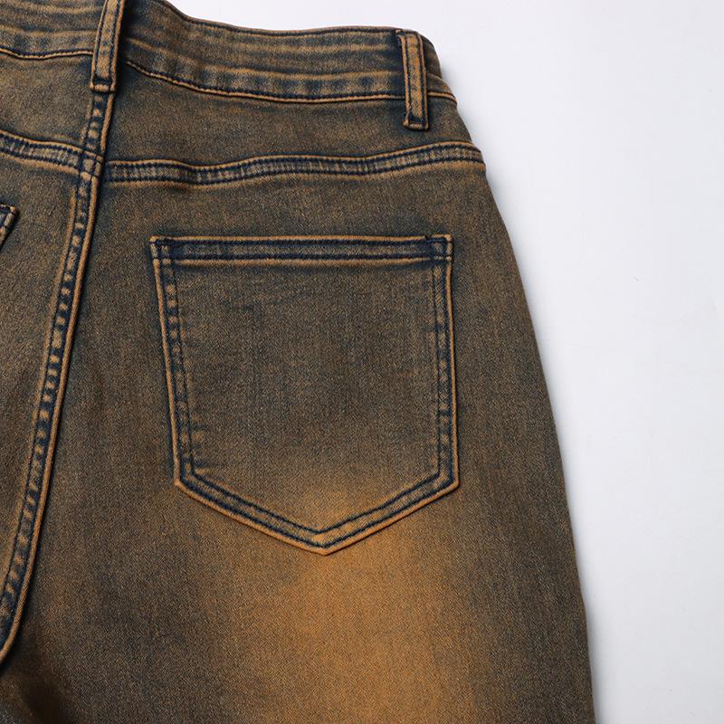 Women's American Retro Distressed Denim Patchwork Cargo Jeans - Spring 2026 Arrival