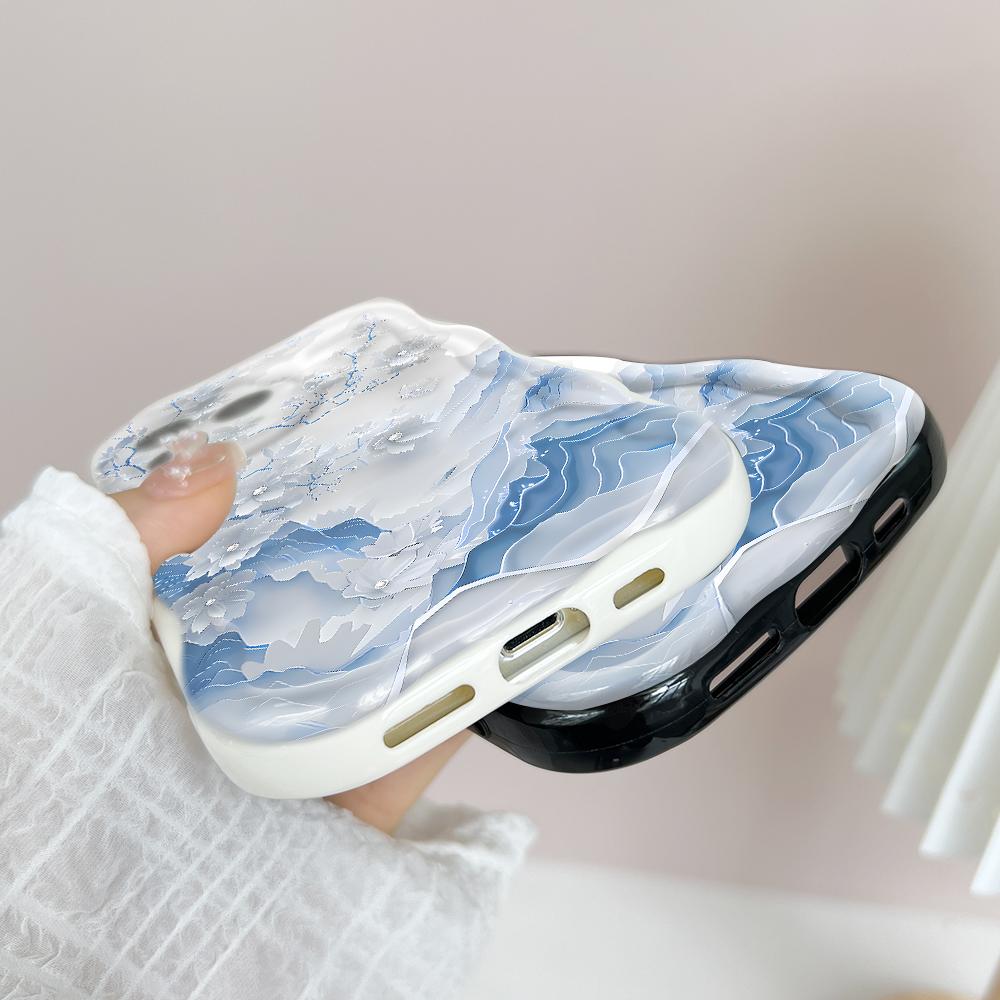 Kreslený vzor krémová textura pouzdro vlnitý okraj měkký silikonový kryt pouzdro na telefon pro OPPO Reno Realme OnePlus Vivo