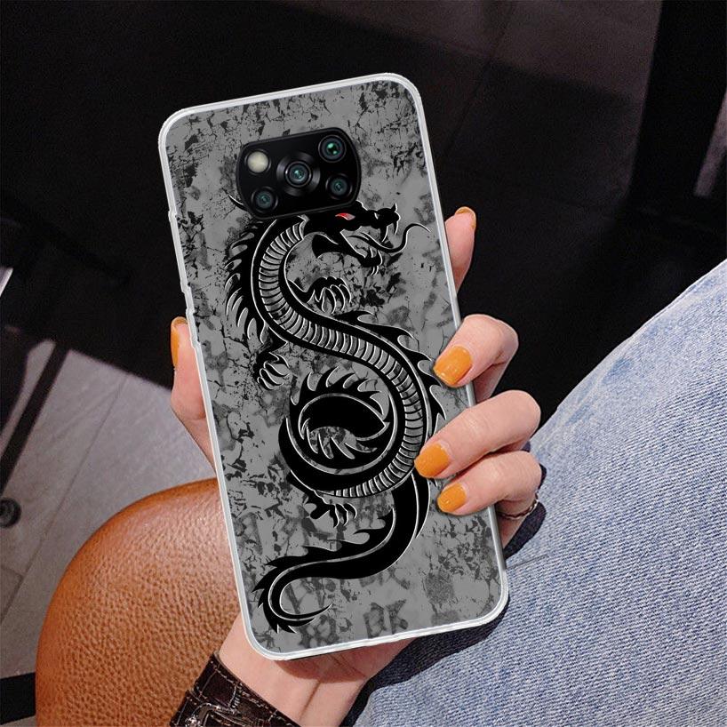 Asian Dragons Animal Tattoo Phnoe Case for Xiaomi Poco X5 X6 X7 Pro X4 Gt F7 Ultra M8 M7 Redmi 15C 15 13C 13 12C 12 Unique Cover