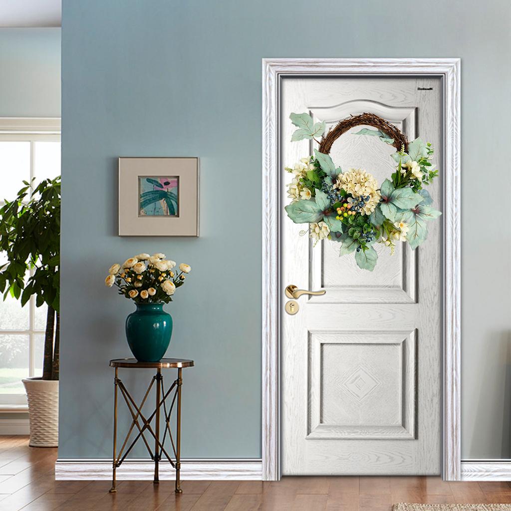 Künstlicher Hortensienkranz Frühlingsdekorativer Türhänger Wandkranz für Zuhause Tür