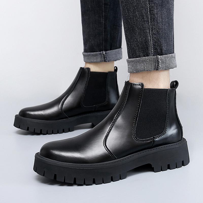 Fashion Autumn and winter men's leather shoes Classic Quality Warmth Outdoor motorcycle Daily business office Thick soled Short boots