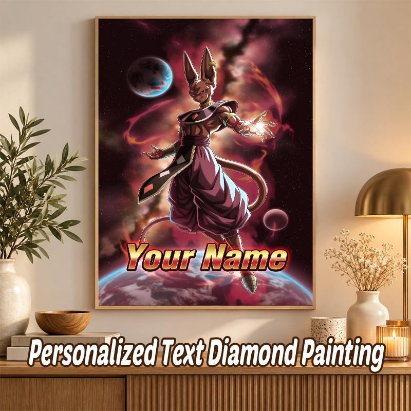 Beerus Custom Name Diamond Painting Personalized 5D Full Drill DIY Diamond Art Home Decor