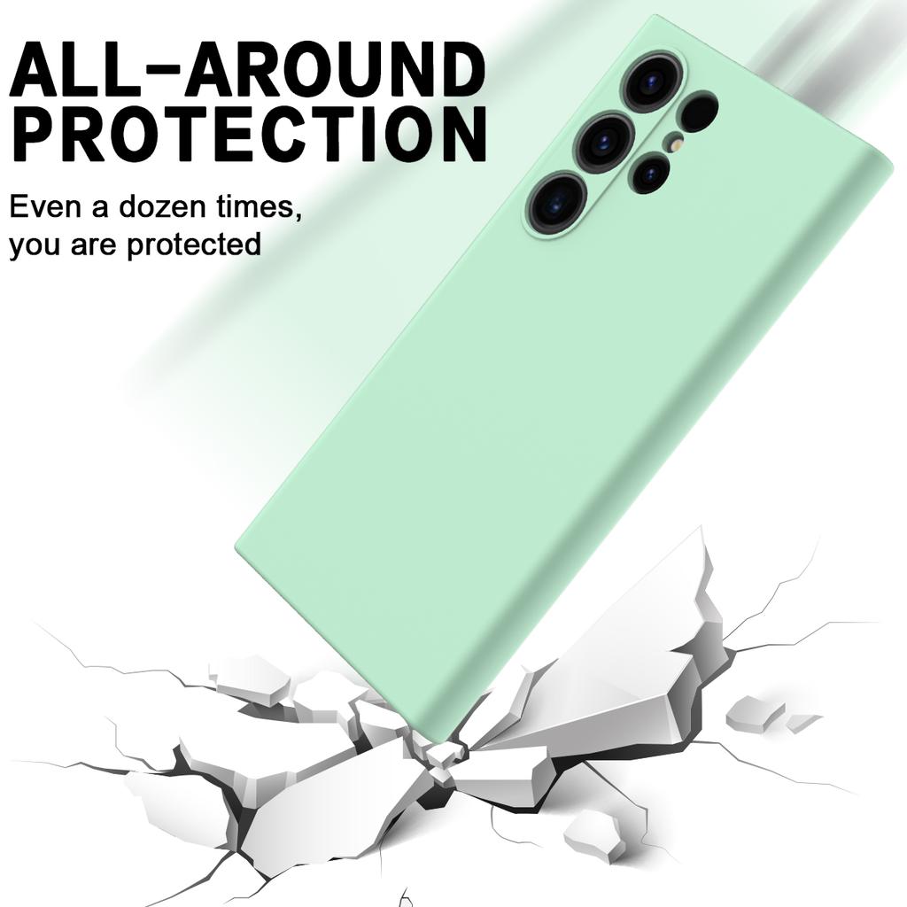 For Samsung Galaxy S24 Ultra Case Shockproof Liquid Silicone Smartphone Cover with Strap