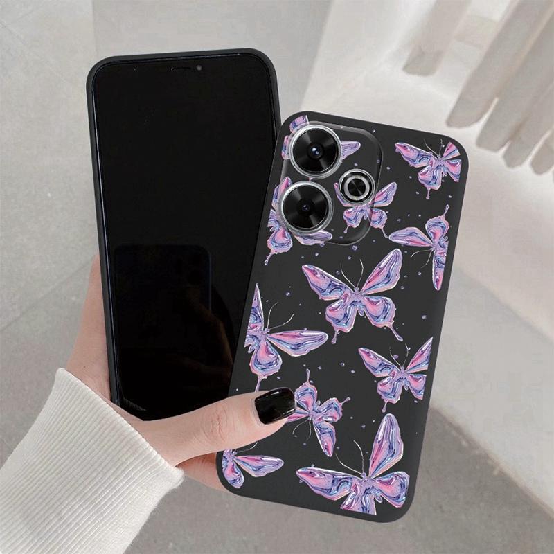 Butterfly Soft Silicone Case For Redmi Note 13 Pro 13C 14 Poco C65 Samsung A55 M35 S24 Xiaomi iPhone Huawei Honor 200 Realme 9 Camera Shockproof Cover