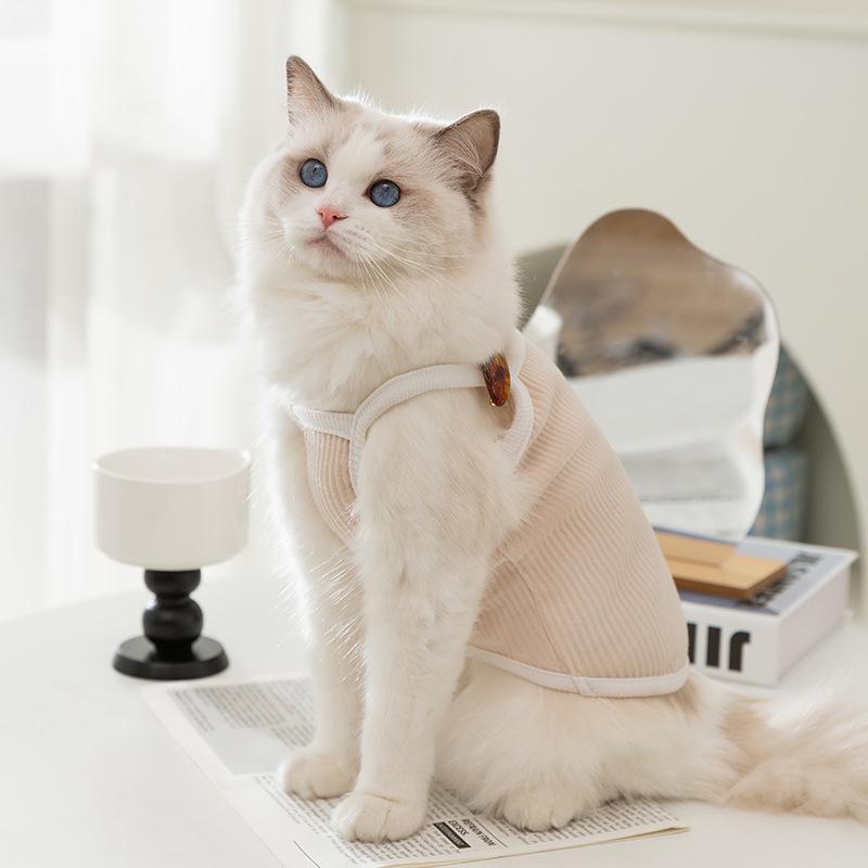 Cute embroidery suspenders spring and summer simple embroidery into kittens and dogs breathable two feet pet cat clothing cat clothes