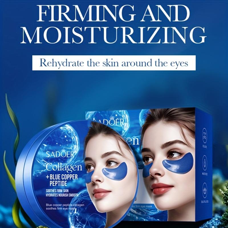 60pcs SADOER Blue Copper Peptide Crystal Collagen Eye Mask Anti Dark Circles Ant -Aging Anti Wrinkles Moisturizing Eye Patches Skin Care