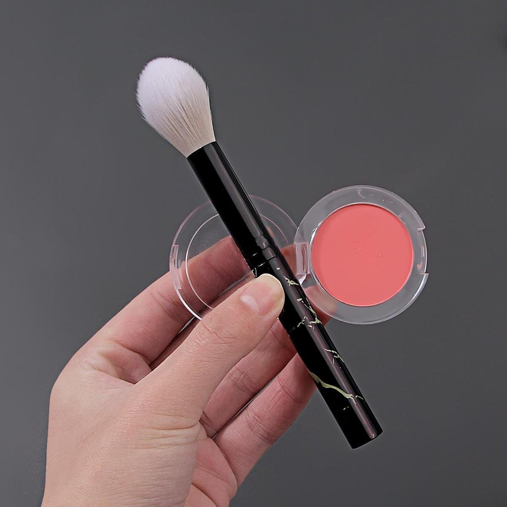 Portable High-End Soft Bristle Makeup Brush - Single Rose Flower Design for Powder and Blush
