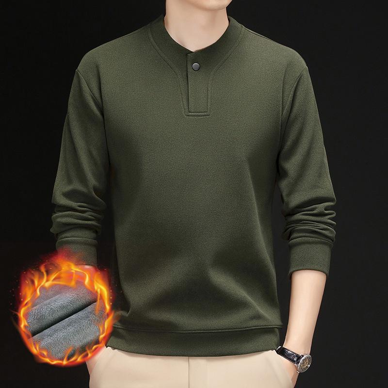 Men's 2025 Winter Fleece-Lined Thickened Sweatshirt with Single-Button Closure