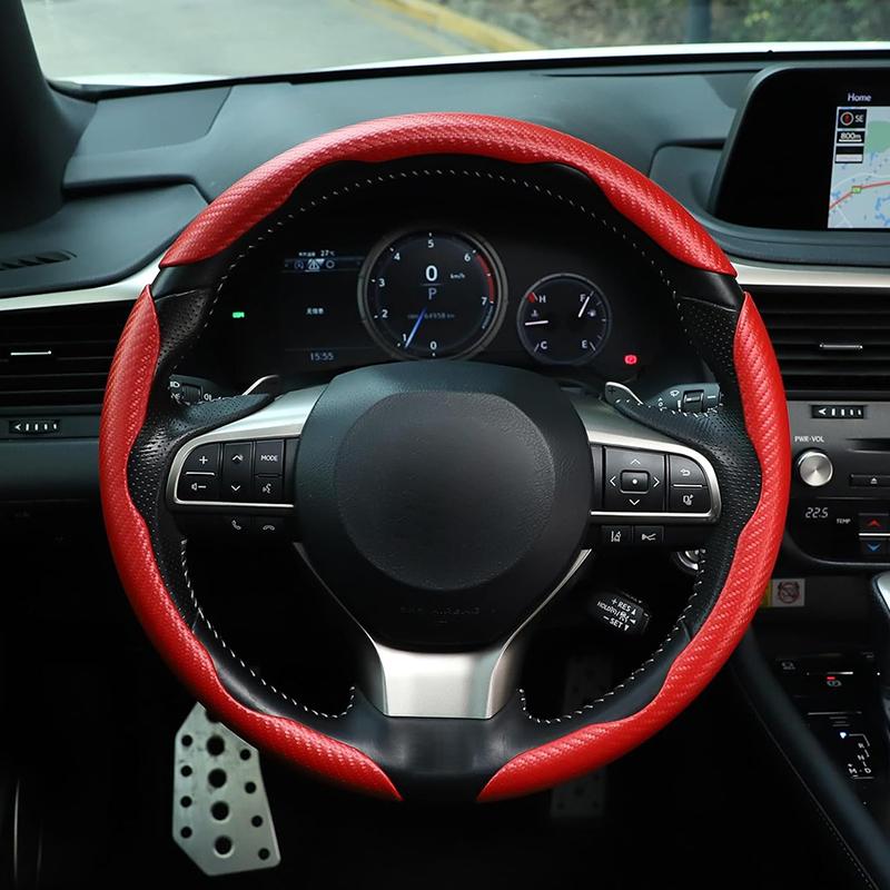 3Pcs Car Carbon Fiber Anti-Skid Steering Wheel Cover Non-Slip Auto Wheel Booster Cover Car Interior Accessories