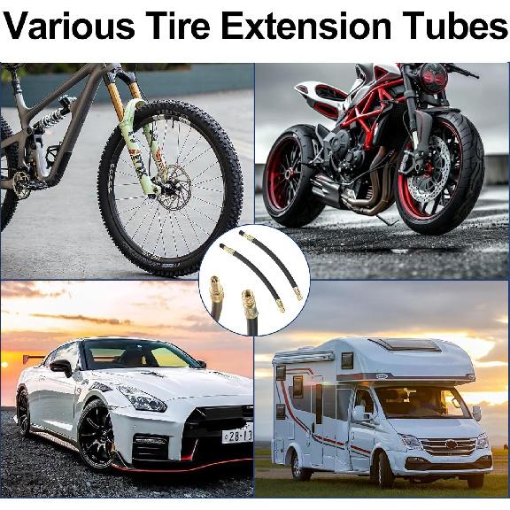 2Pcs Tire Rubber Valve Extension Tube Extender, Valve Stem Extender Tire Inflation Extension Hose Tire Valve Extension Tool For Car Tire Motorcycle