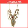 Ethnic Vintage Alloy Necklace With Geometric Pendant And Water Wave Chain For Women