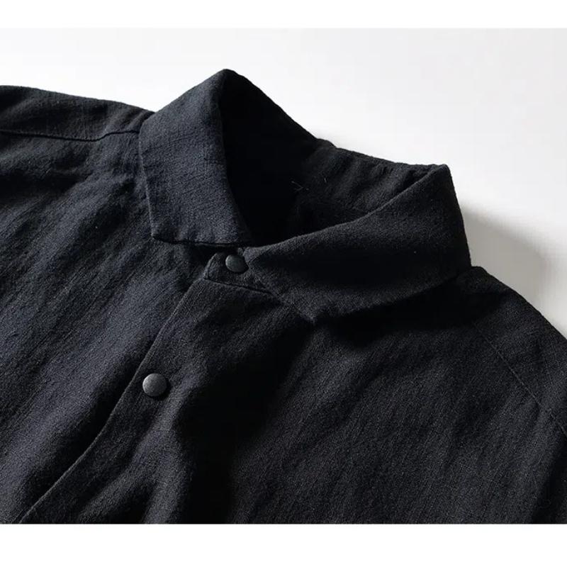 Herbst- und Winterwarmer Herrenmantel Täglich Lässige Fleecejacken für Herren Umlegekragen Baumwolle Leinen Knopf Verdicken Lockerer Mantel