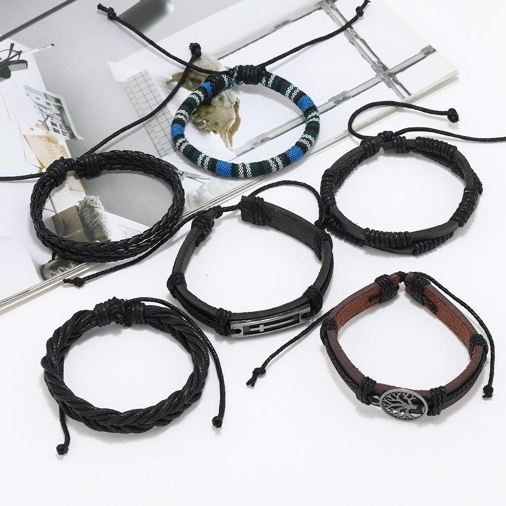 European and American Cross-border Jewelry, Men's Tree of Life Cross Bracelet, Multi-layer Set Retro Bracelet Bracelet Wholesale