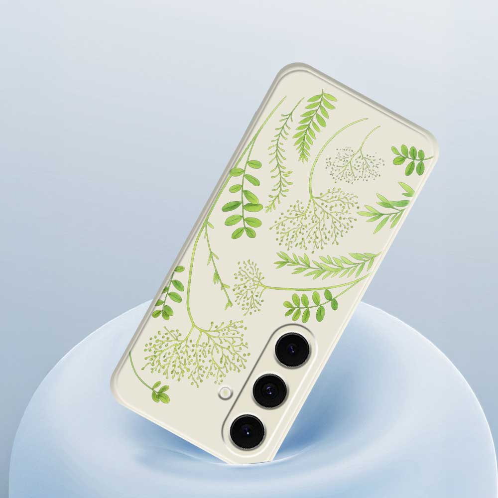 For Samsung Galaxy S25 FE Case Leaves Pattern Printing Straight Edge TPU Phone Back Cover