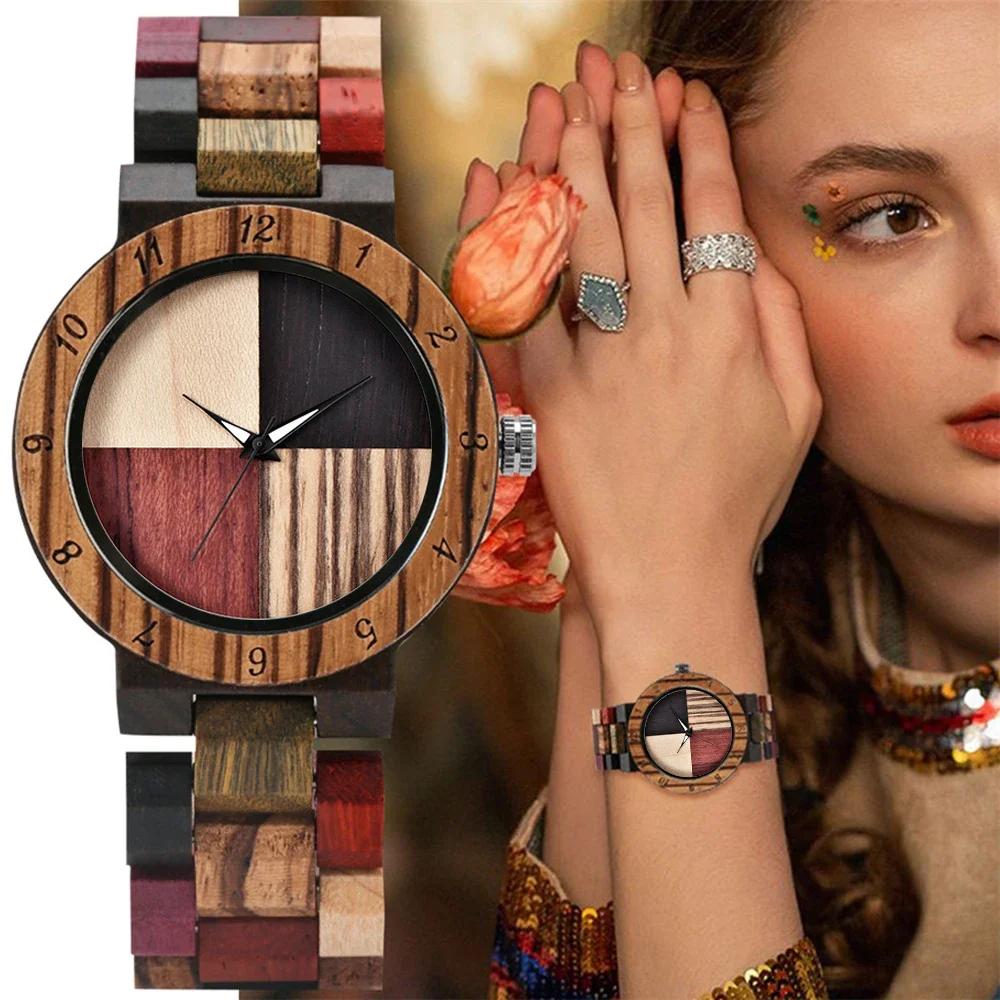 

Unique Fashion Color Women s Wooden Watch Street Trend Women s Accessories Festival Best Women s Universal Gift Reloj De Madera
