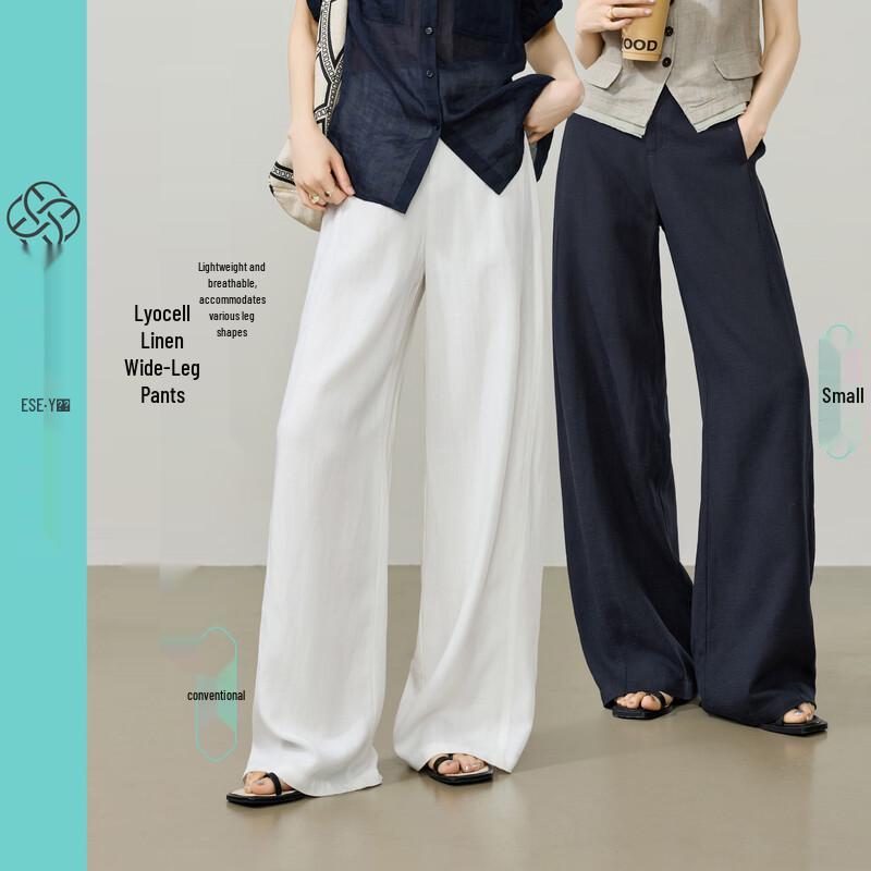 ESE-Y Women's Lyocell Linen Wide-Leg Trousers