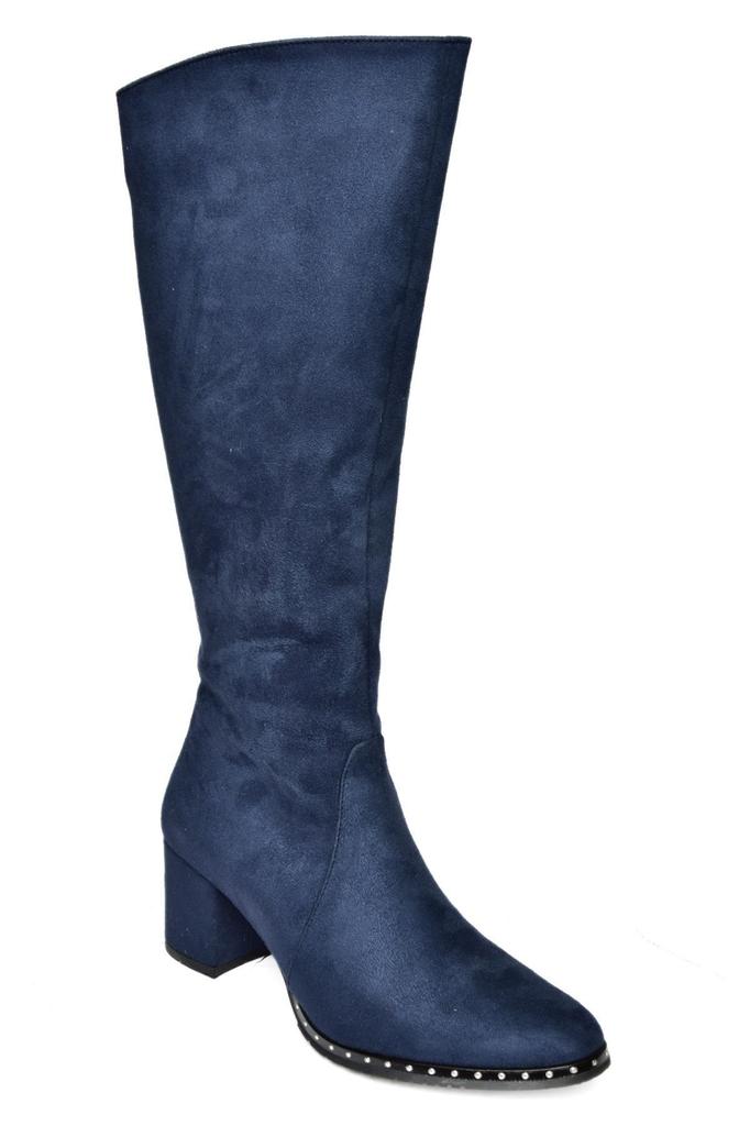 Women Modern Stylish Fashion Boots Boots Faux Leather Suede Navy Blue Boots