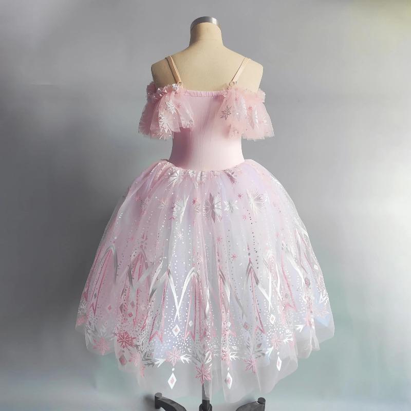 Pink Blue Ballet Dress Girls Performance Clothes Long Romantic Ballet Tutu Swan Ballerine Children Fairy Ballet Costume