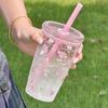 450ML Straw Cup Transparent Water Cup Cute Water Bottle  Home Office