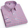 Men's Plaid Regular-Fit Long-Sleeve Pocket Oxford Cotton Shirt Buttoned Collar Comfortable Versatile Casual Checkered Shirts