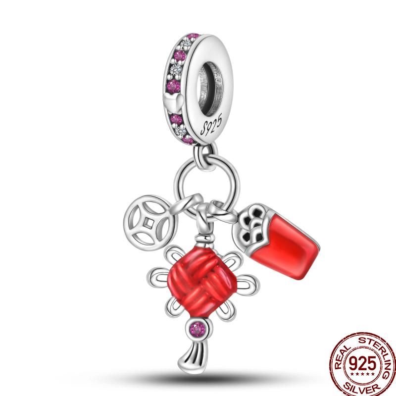 Year Series Copper Lucky Fit 3Mm Bracelets Diy Jewelry Cat God Of Wealth Lion Dance Koi Fish Charms Bead