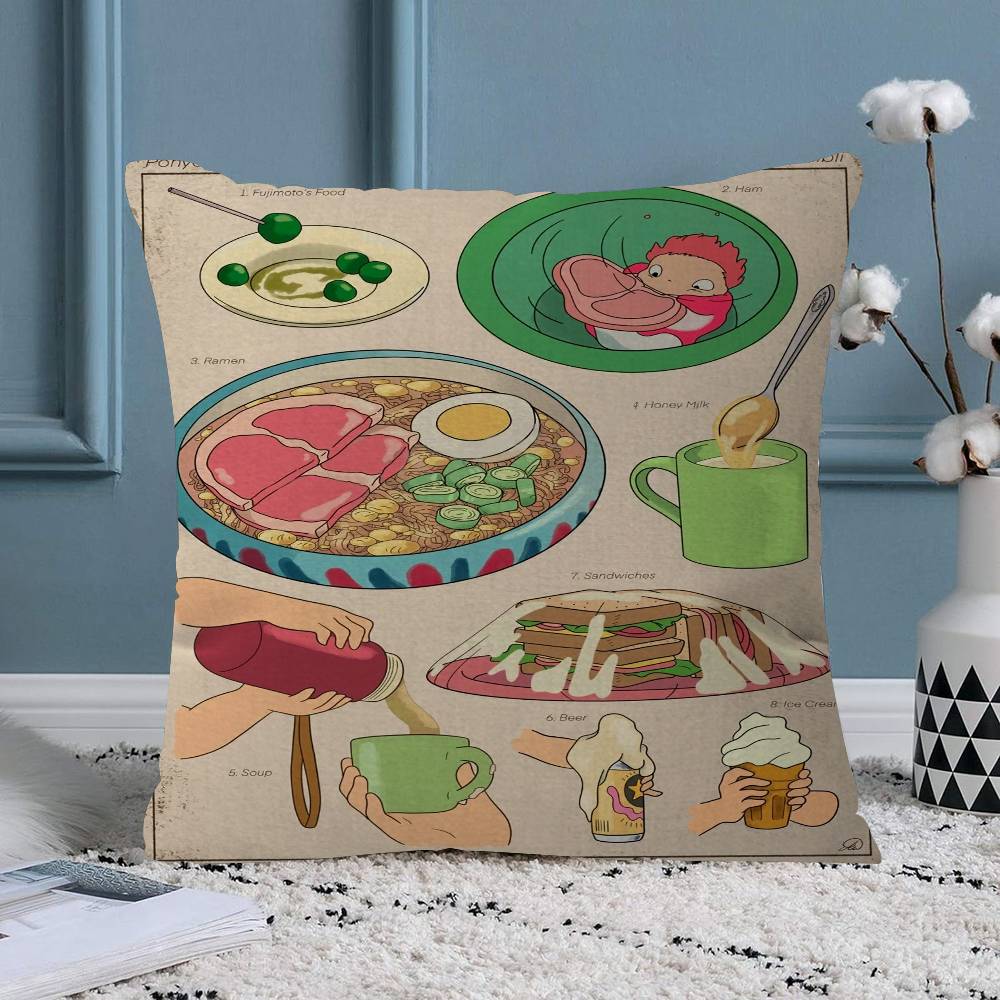 Studio G Hibli Treats Japanese Food Pillowcase Toon Gift Cushion Cover Bedroom Home Sofa Chair Seat Decor Pillow Case