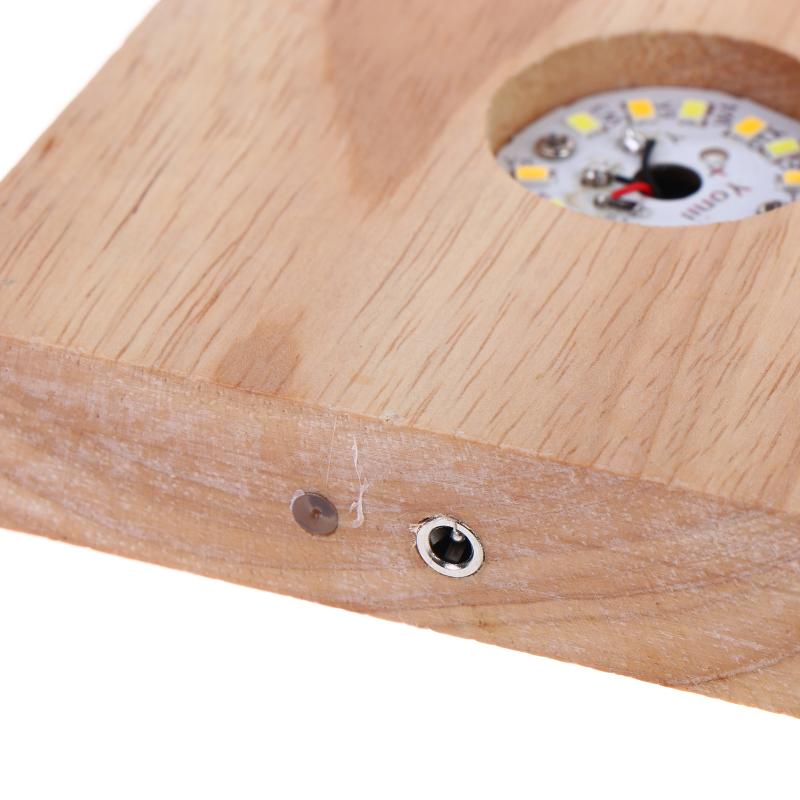 Square Led Wooden Lamp Holder Rechargeable Night Light Desktop Atmosphere Lamps Wood Panel Decorative Lights Base Art Fixtures