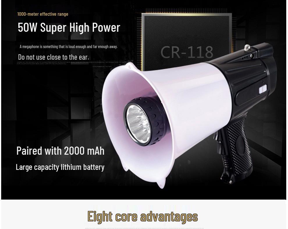 Lei Gong Wang CR-118 50W Multifunction Bluetooth Megaphone with LED Lighting & Recording Amplifier