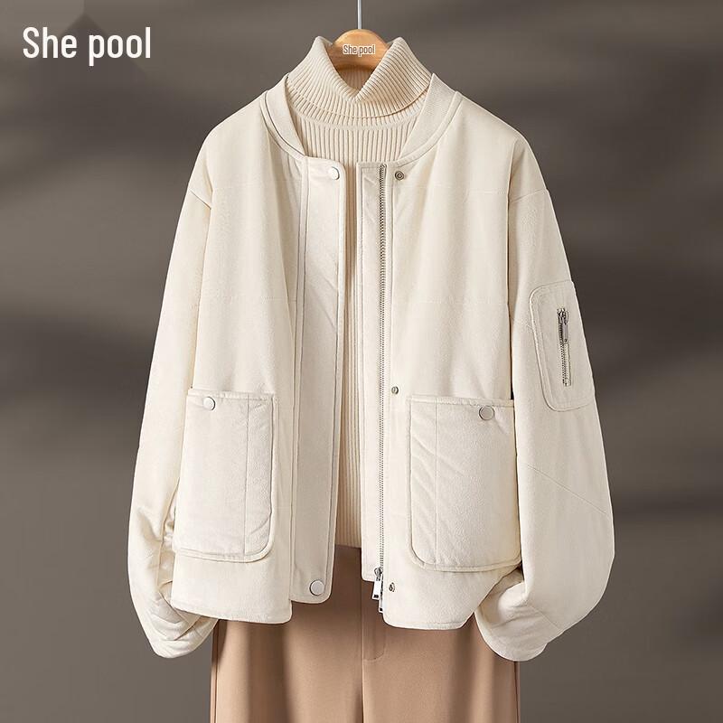 Damen Kurze Baseballkragen Steppjacke