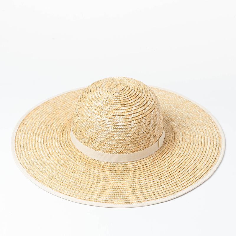 Spring and Summer New Dome Hemming Big Eaves Straw Straw Hat Outdoor Travel Sunscreen Sunshade Beach Big Edge Straw Hat