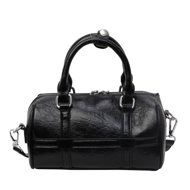 

Модная ручная сумка-боулинг, простая трендовая плиссированная наплечная сумка, вместительная нишевая трендовая сумка-мессенджер женская чёрный