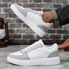 Mens Colorblock Daily Athletic Shoes Mens Perforated Genuine Leather Court Athletic Shoes Ventilate Lightweight Stylish Trend Versatile