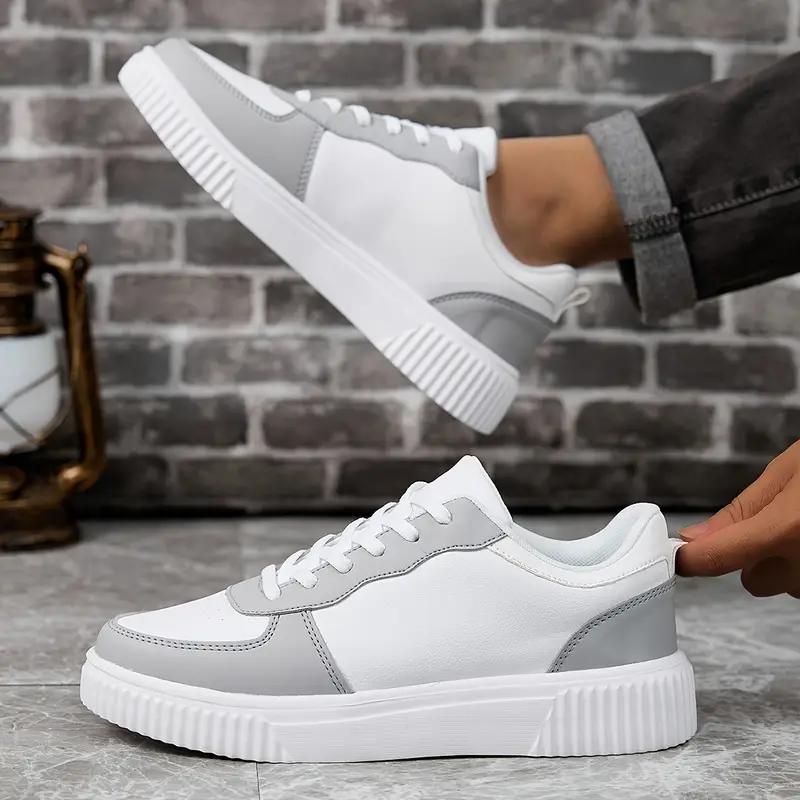 Men S Colorblock Casual Sneakers Men S Perforated Leather Court Sneakers Ventilate Lightweight  Fashion Trend  Versatile 41
