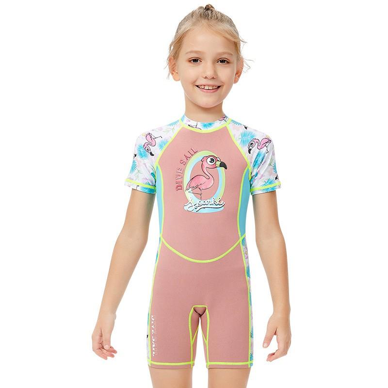 Children's Diving Suit 2MM Warm Girls 'swimsuit One-piece Short-sleeved Snorkeling Surfing Sunscreen Jellyfish