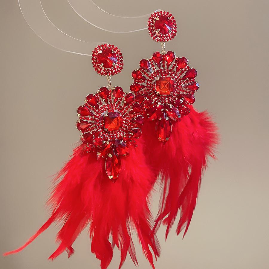 Luxuriöse Rote Blume Quastenohrringe: Stilvolle, Hochwertige Statement-Ohrstecker für Damen