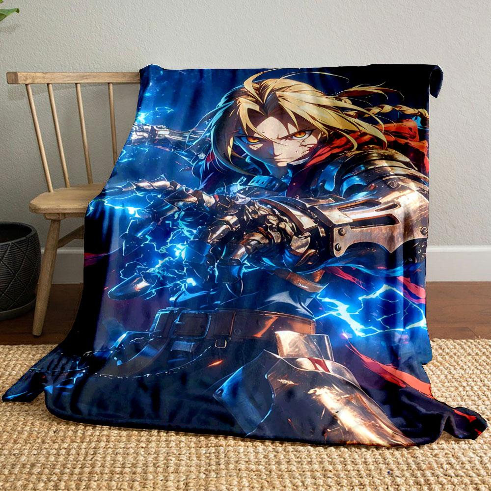 Blonde-haired Figure with Metallic Arm Emitting Bright Electric Sparks. for All Seasons Blanket Lunch Break Throw Gift
