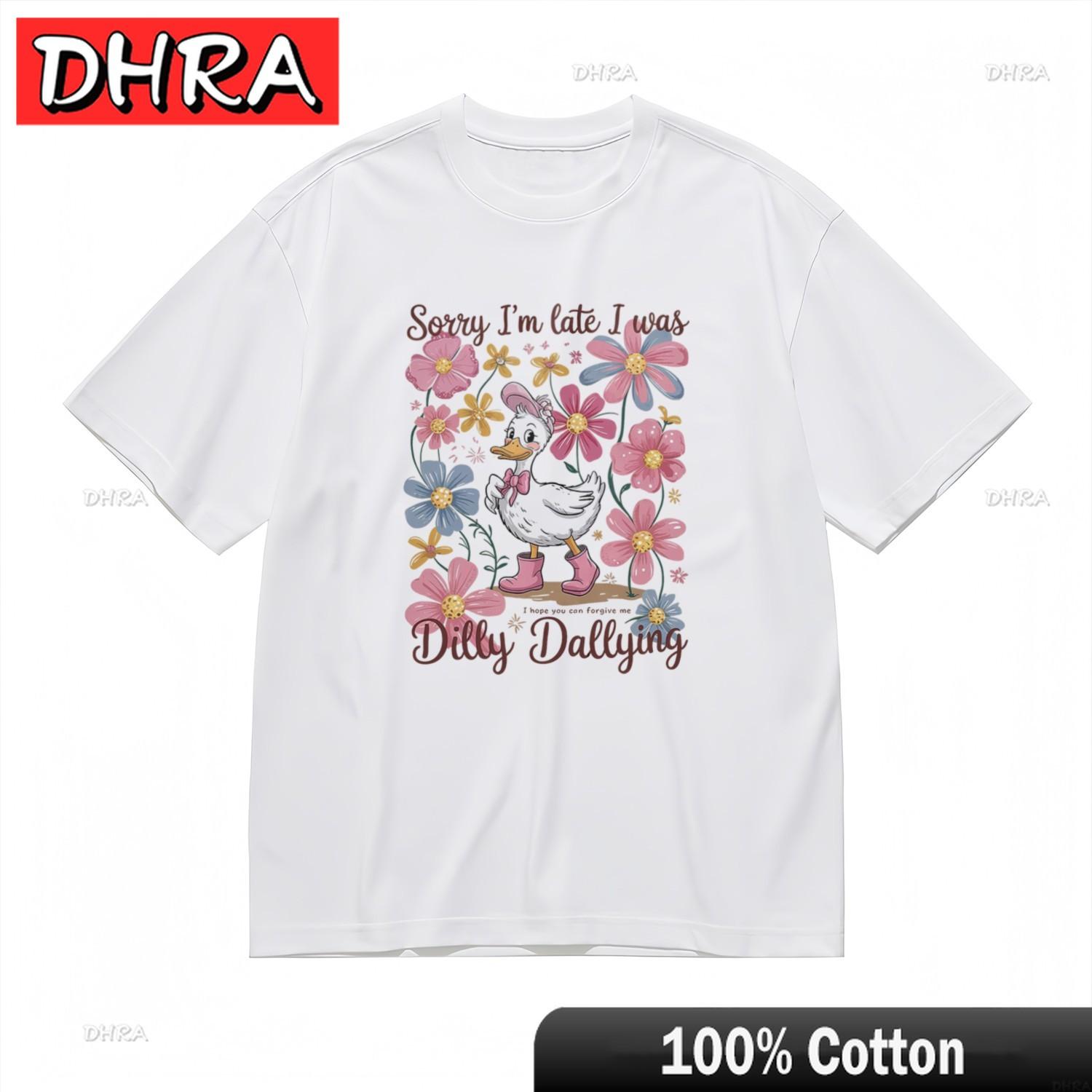 Unisexs Trend Soft Comfortable Classic TShirt Dilly Dallying Duck Cartoon Tee Unique Shirts Tees for Vocation TShirt Hombre Teen 4XL