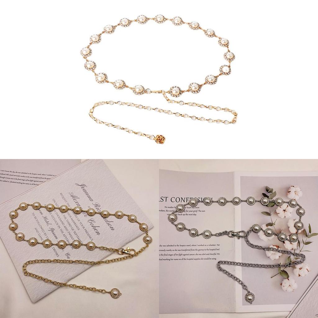 French Pearl Waist Chain For Women With Water Diamond Embellishments Fashion Jewelry Summer Accessory