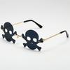 Halloween Skull Sunglasses New Black Rimless Funny Sunglasses Party and Frameless Sunglasses for Men and Women Skull Glasses