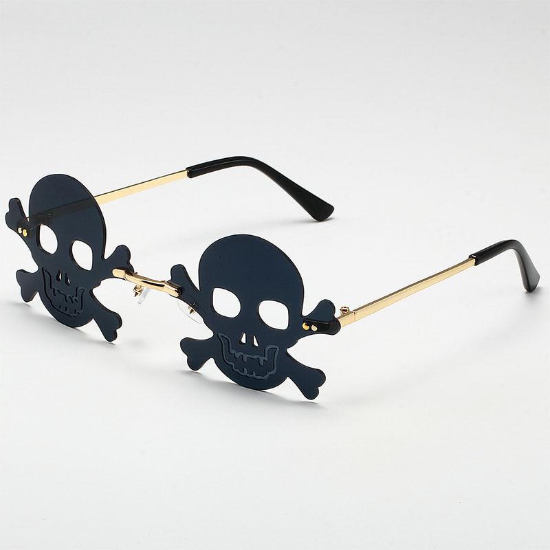 

Halloween Skull Sunglasses New Black Rimless Funny Sunglasses Party and Frameless Sunglasses for Men and Women Skull Glasses чорний