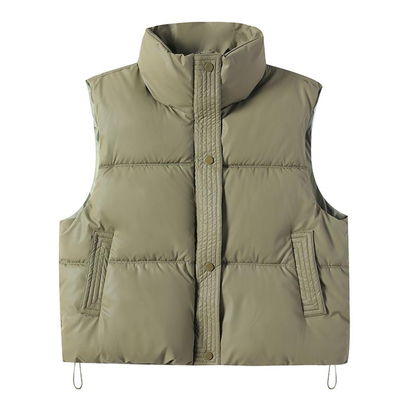 2024 Trendy Loose Stand-Up Collar Cotton Vest: Sleeveless Autumn/Winter Outerwear