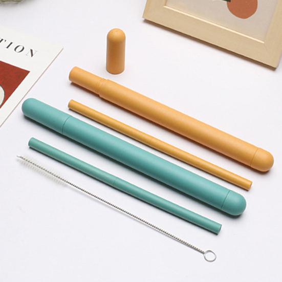 1 Sada Piják Slámka Závitový Design 2 Sekce Rovná Trubice Žáruvzdorná Skládací Potravinářská Vodní Slámka Domácí Potřeby