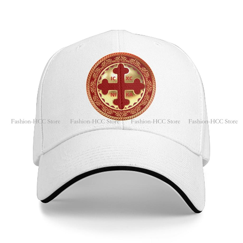 Cross Multicolor Hat Peaked Cap Greek Orthodox Red Gold Ornate ICXC NIKA Personalized Visor Protection Hats