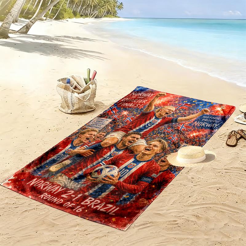 Haaland'S Dynamic Leap Manchester City'S Star Forward Action Beach Towel Portable For Travel Beach Towel For Vacation Photos Swim Seaside