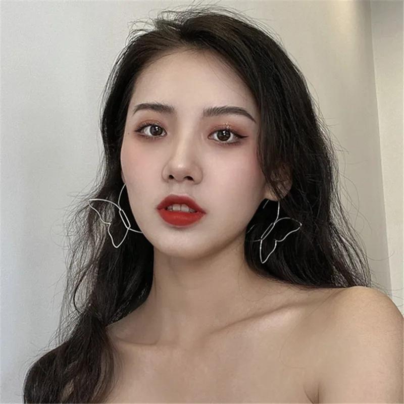 

Personality Design Simple Geometric Hollow Butterfly Line Drop Dangle Earrings for Women Charm Exaggerate Stud Jewelry Accessory