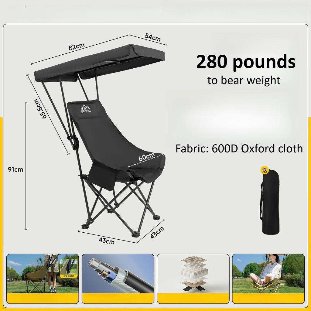 Canopy Chair Portable Foldable Camping Chair with Sunshade Fishing Beach for Outdoor Activities Canopy Folding Camping Chair